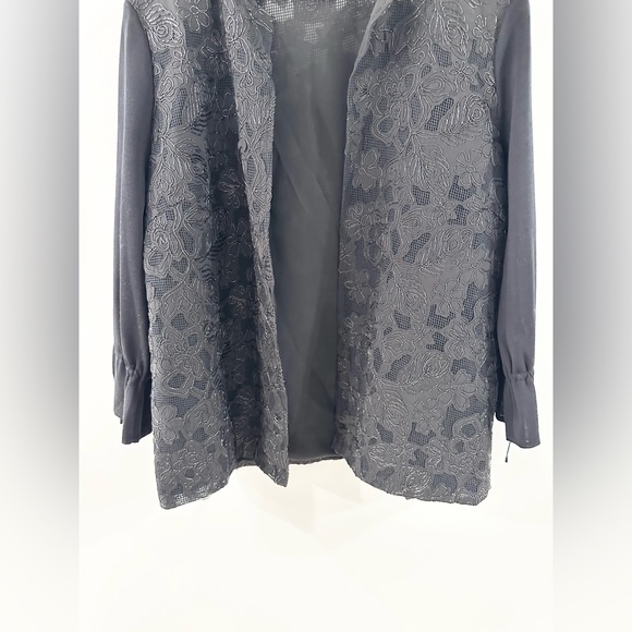 Misook Open Front Beaded Jacket Black Size Medium - Picture 3 of 5